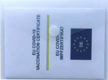 Einsteckhülle Schutzhülle für EU Covid-19 Impfzertifikat mit Klappe mit Klettverschluss - 2er Pack